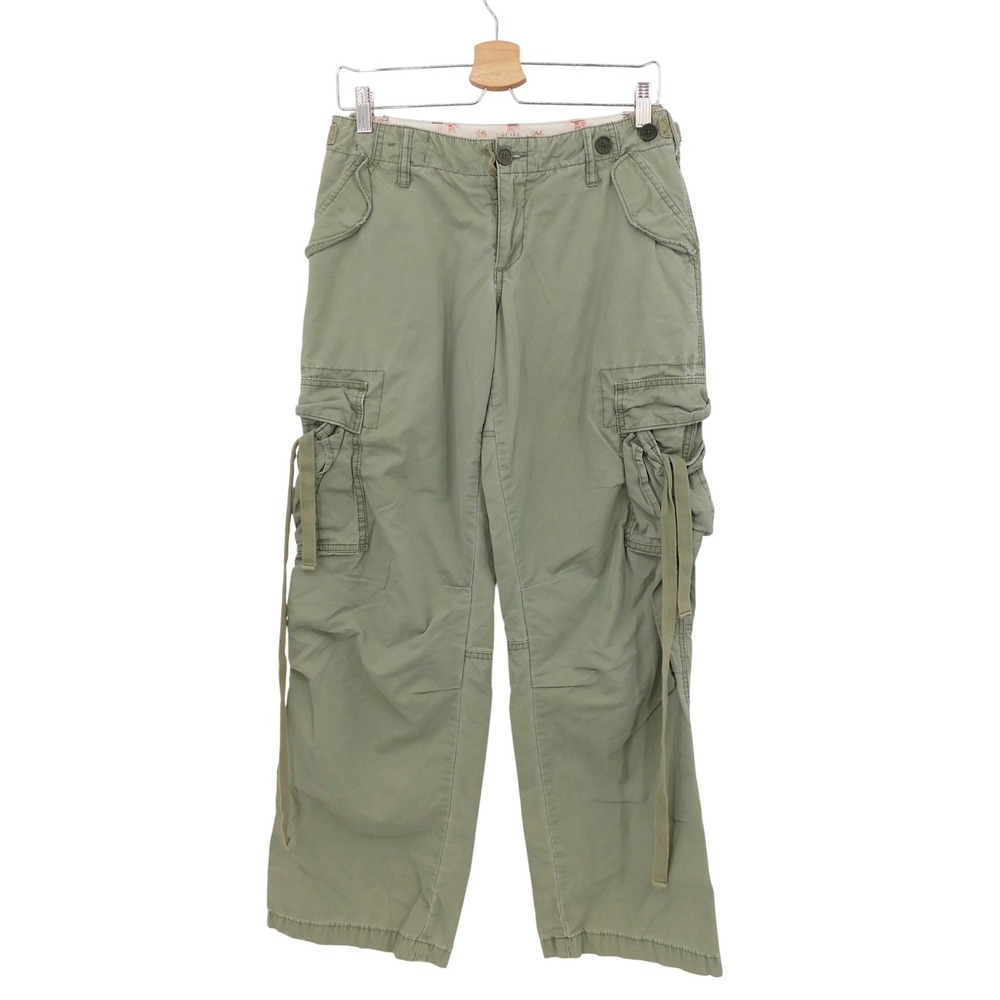 Abercrombie‎ & Fitch Women Green Cargo Pants Size 2 Y2K Utility Straight Leg